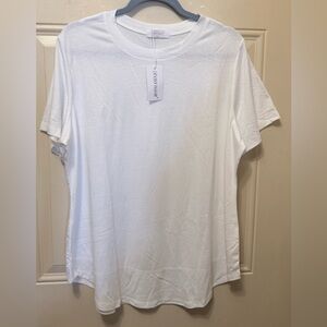 Rosvigor White Tee Short Sleeves and Curved Hem Size XL
